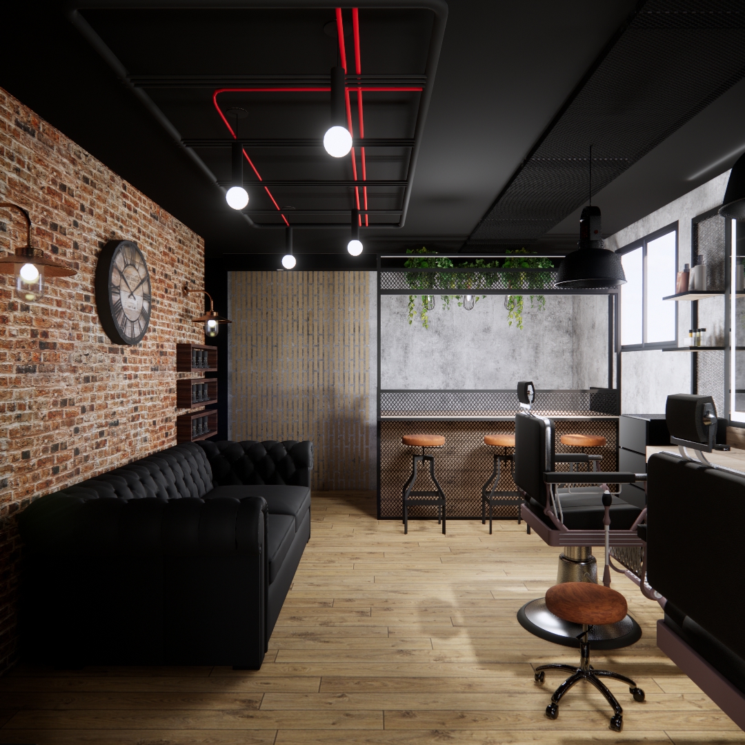 vue depuis l'entrée mur brique