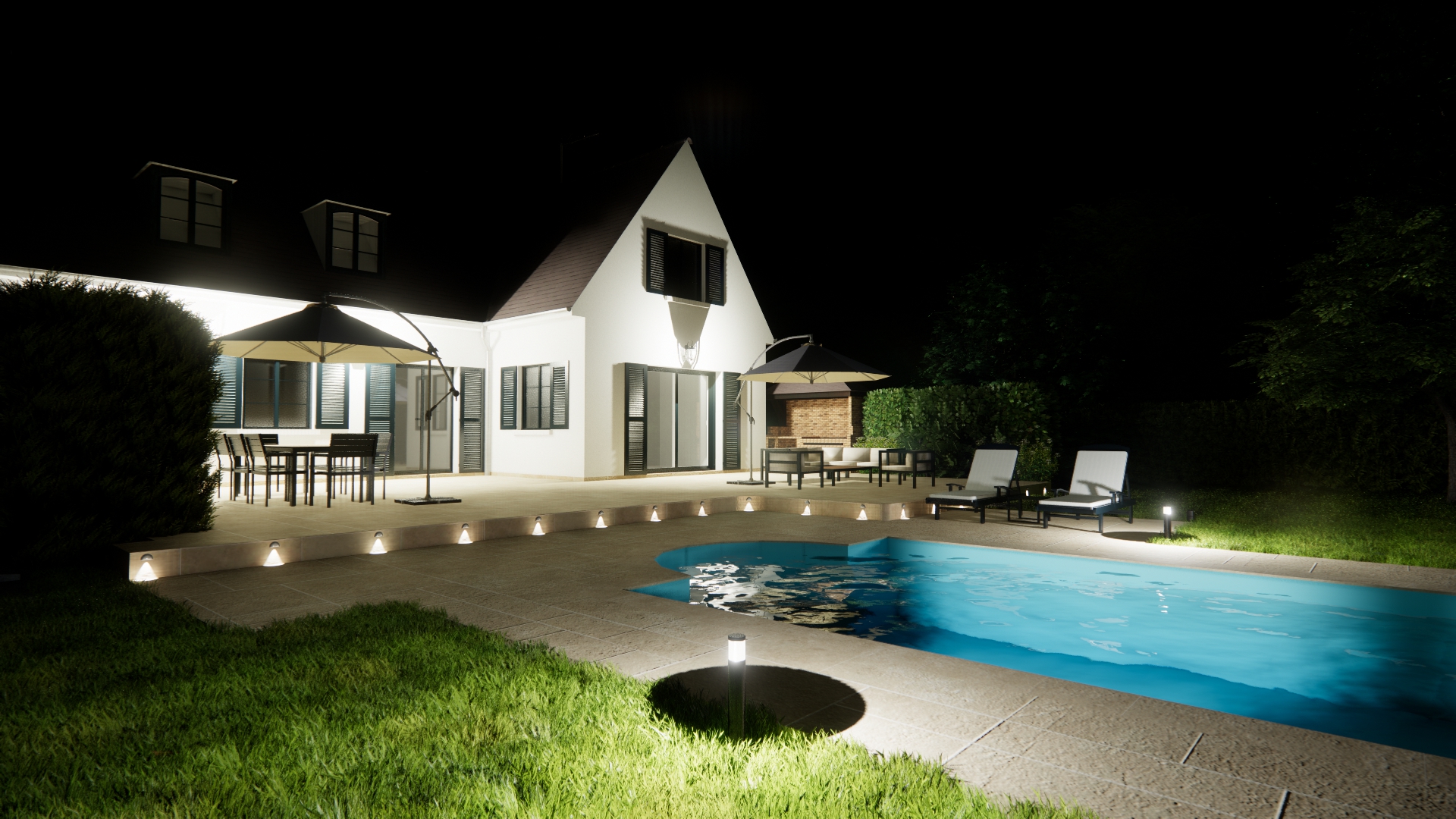 Vue depuis l'angle gauche de nuit